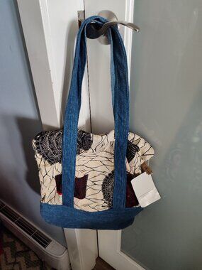 NWT Handmade Artisan denim and textile Tote Bag – Shanti Uganda – Fair Trade,